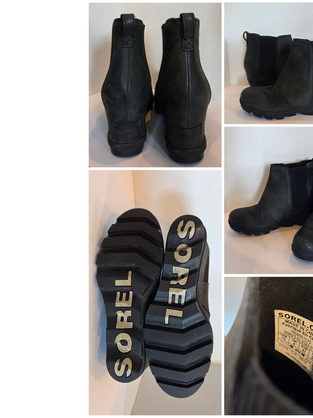 Sorel Black Chelsea Lug Ankle Boots Womens SIZE 10
